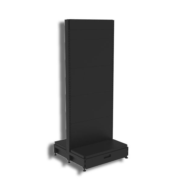 Pharmacy Gondola  Flat Back Panel  Skirt Drawer  H1515  Matte Black