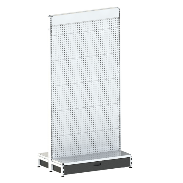 Pharmacy Gondola - Perforated Panel - Skirt Drawer - H1815 - Pearl White