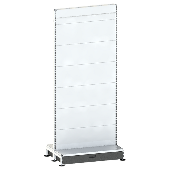 Pharmacy Gondola - Non-Perforated Panel - Skirt Drawer - H2115 - Pearl White