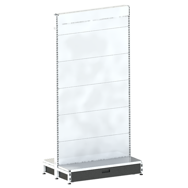Pharmacy Gondola - Non-Perforated Panel - Skirt Drawer - H1815 - Pearl White