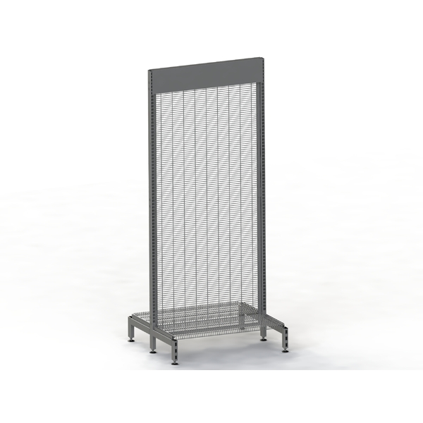 Supermarket Wall Bay - Double-Sided - Wire Mesh Panel - Mesh Shelf - H2130 - Charcoal