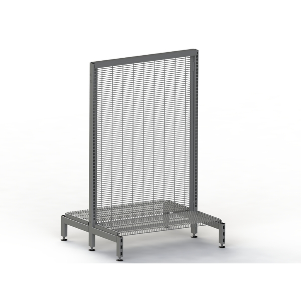 Supermarket Wall Bay - Double-Sided - Wire Mesh Panel - Mesh Shelf - H1470 - Charcoal