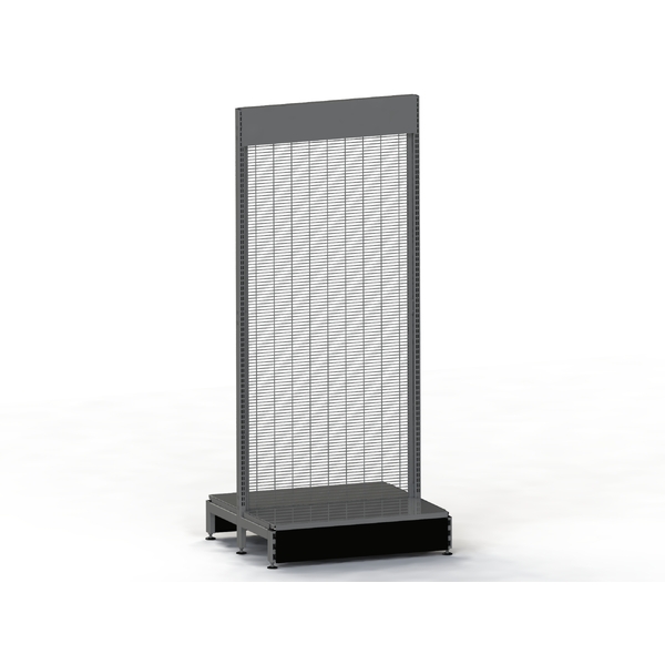 Supermarket Wall Bay - Double-Sided - Wire Mesh Panel - Steel Shelf - H2130 - Charcoal