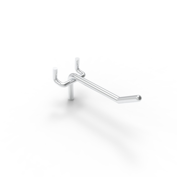 Hooks - Single Prong - Perforated (Pegboard) Back Panel - Chrome