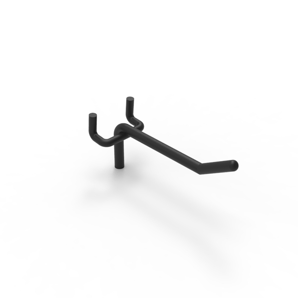 Hooks - Single Prong - Perforated (Pegboard) Back Panel - Matte Black