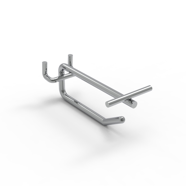 Hooks - Double Prong - Perforated/Pegboard Back Panel - Flip Scan - Chrome