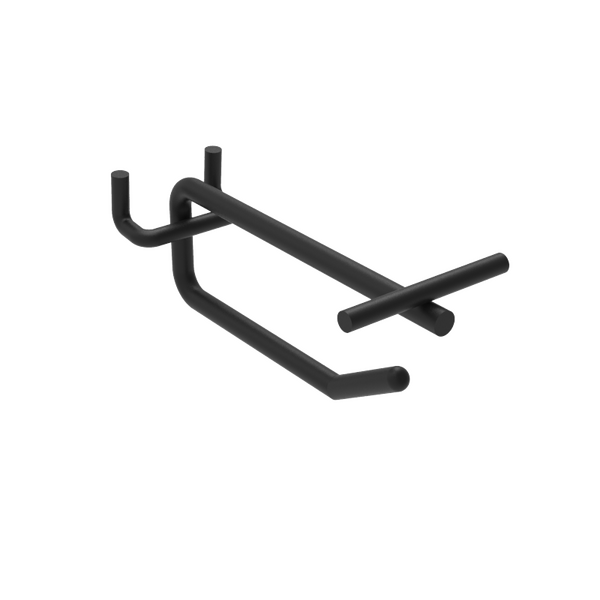 Hooks - Double Prong - Perforated (Pegboard) Back Panel - Flip Scan - Matte Black