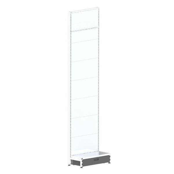 Pharmacy Wall Bay  Solid Back Panel (Flat Back)  Skirt Drawer  Pearl White