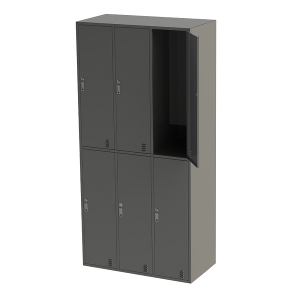 6 Door Metal Locker Unit - 900 MM (W) x 1850 MM (H) x 450 MM (D)