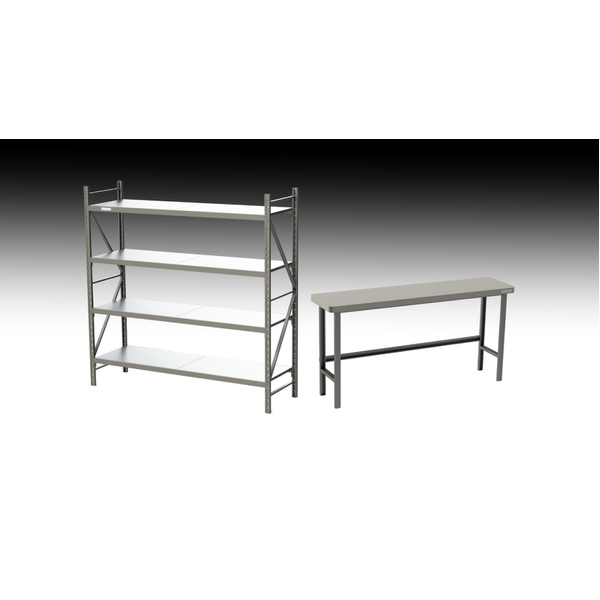 Freestanding Heavy Duty Work Bench and Shelves - Kit #1