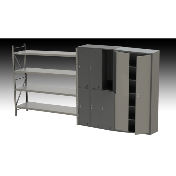 Freestanding Heavy Duty Storage Cabinet, 6 Door Locker and  Shelving  - Kit #5 