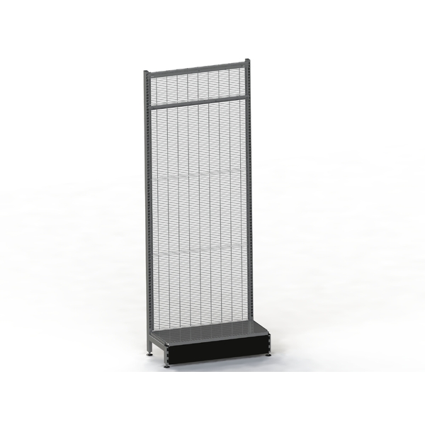 Supermarket Wall Bay - Start Bay - Wire Mesh Panel - Steel Shelf - H2400 x D400 - Charcoal