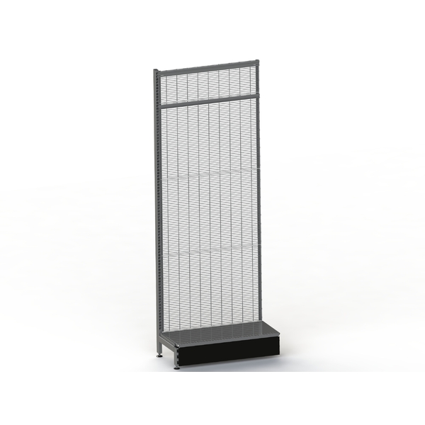 Supermarket Wall Bay - Add Bay - Wire Mesh Panel - Steel Shelf - H2400 x D400 - Charcoal