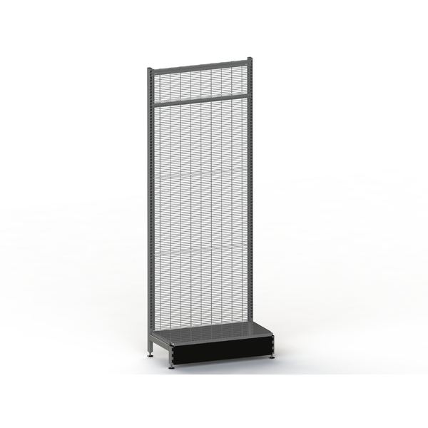 Supermarket Wall Bay - Start Bay - Wire Mesh Panel - Steel Shelf - H2400 x D450 - Charcoal