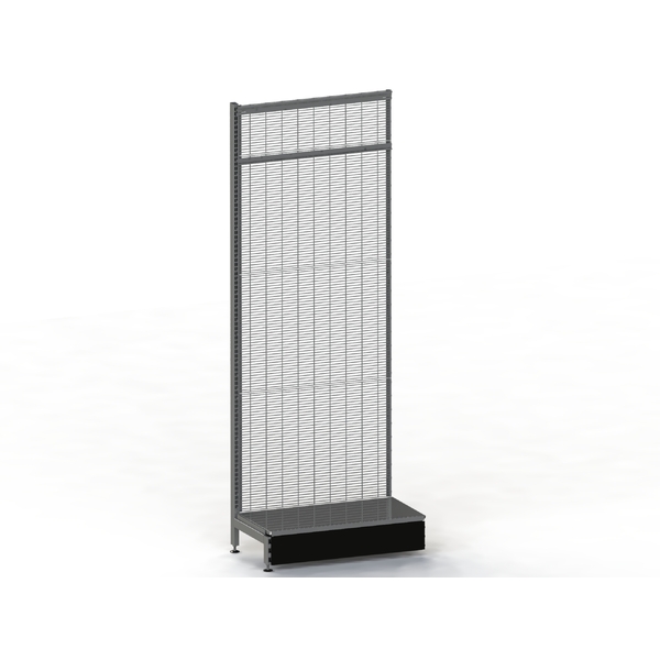 Supermarket Wall Bay - Add Bay - Wire Mesh Panel - Steel Shelf - H2400 x D450 - Charcoal
