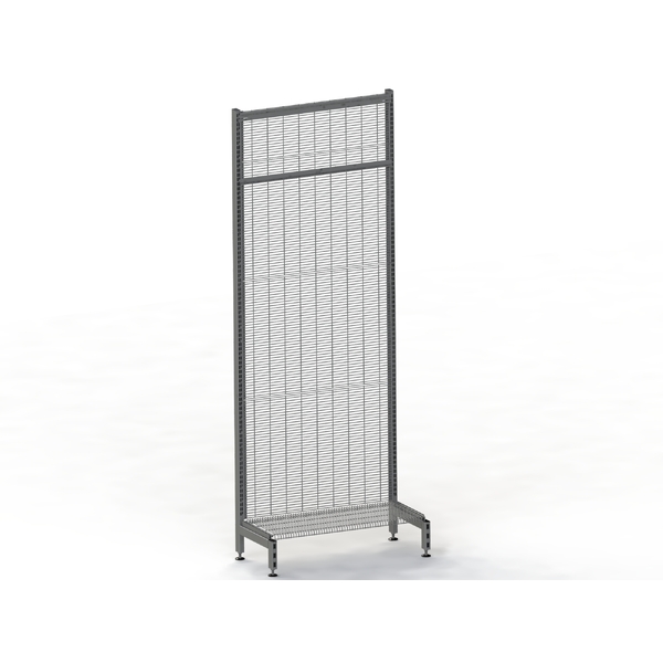 Supermarket Wall Bay - Start Bay - Wire Mesh Panel - Mesh Shelf - H2400 x D400 - Charcoal