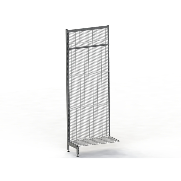 Supermarket Wall Bay - Add Bay - Wire Mesh Panel - Mesh Shelf - H2400 x D450 - Charcoal