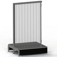Add Bay - Small Gondola - Double Sided Gondola - W900xH1470xD400 - Wire Mesh - w/. Steel Shelf - Charcoal