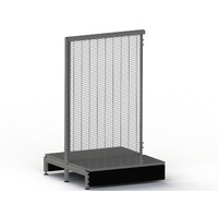 Add Bay - Small Gondola - Double Sided Gondola - W900xH1470xD450 - Wire Mesh - w/. Steel Shelf - Charcoal