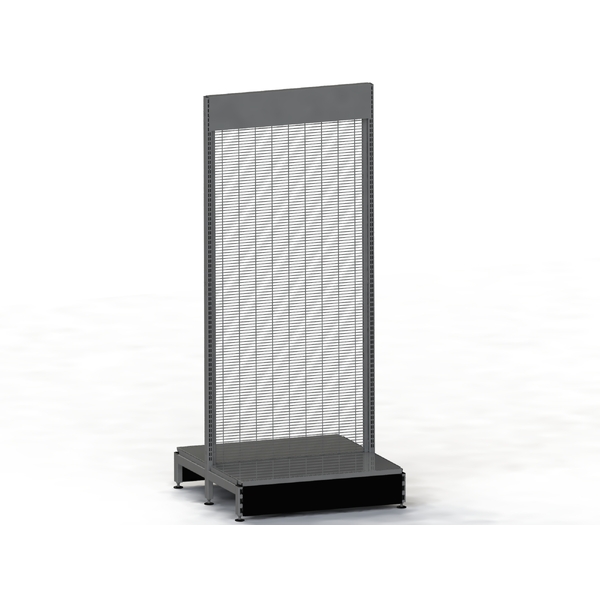 Supermarket Wall Bay - Double Sided - Start Bay - Wire Mesh Panel - Steel Shelf - H2130 x D450 - Charcoal
