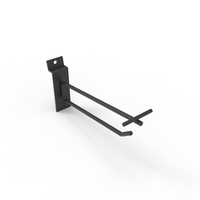 Hook - Double Prong - 150 MM - for Slat Wall Panel - w/. Flip Scan - Matte Black