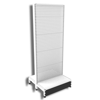 Add Bay - Double Sided Gondola Bay - W600xH1515xD270 - Perforated - w/. Slimline Top Cap Clipper - Pearl White