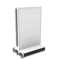 Add Bay - Double Sided Gondola Bay - W900xH1515xD270 - Non Perforated - w/. Slimline Top Cap Clipper - w/. Skirt Drawer - Pearl White